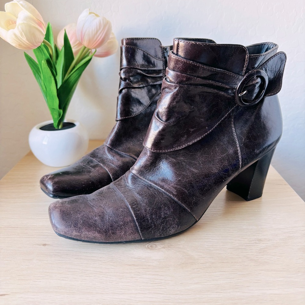 Paul Green Ariann‎ Moro Lea Handmade Leather Ankle Boots Size 8.5